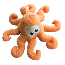 peluche pieuvre Marama orange et bleue